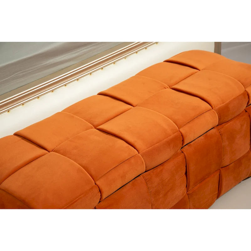 Storage Ottoman,Bedroom End Bench,Upholstered Fabric Storage Ottoman with Safety Hinge,Entryway Padded Footstool