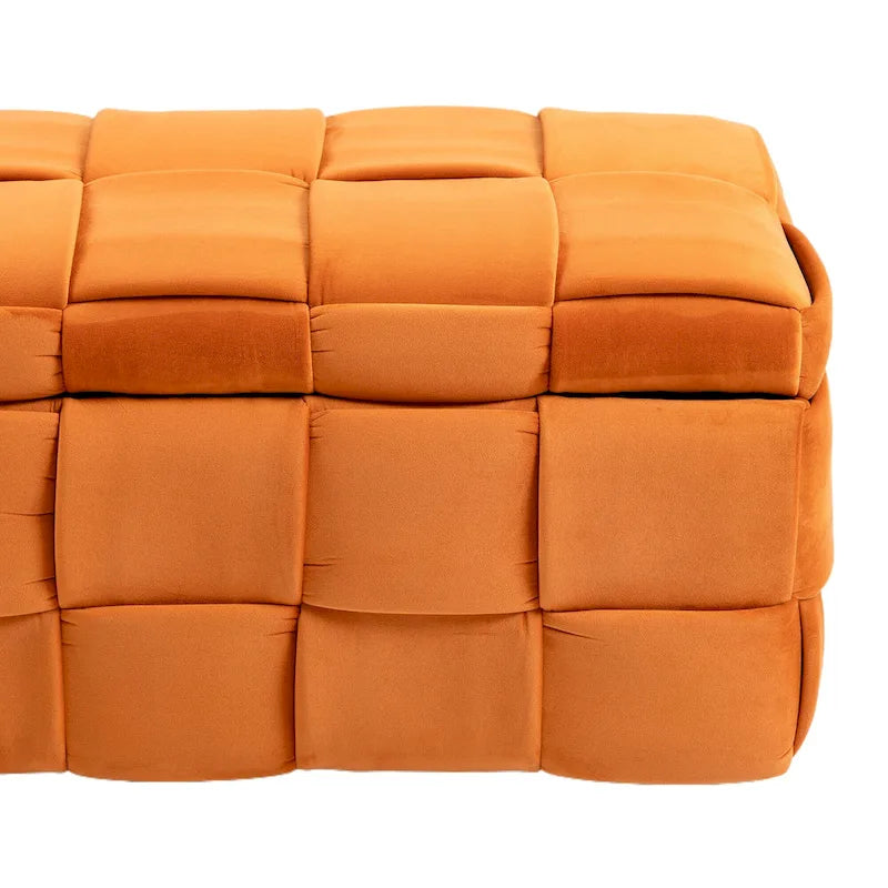 Storage Ottoman,Bedroom End Bench,Upholstered Fabric Storage Ottoman with Safety Hinge,Entryway Padded Footstool
