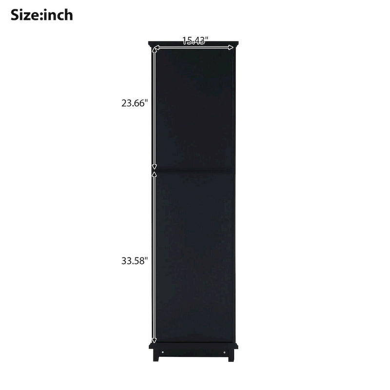 17.7 in. W x 14.2 in. D x 63 in. H Linen Cabinet with Glass Door and Two Drawers