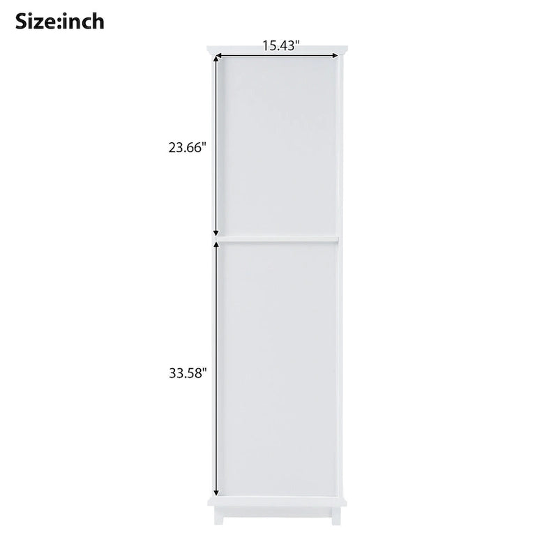17.7 in. W x 14.2 in. D x 63 in. H Linen Cabinet with Glass Door and Two Drawers