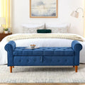 62 Bedroom Tufted Button Storage Bench, Modern Fabric Upholstered Ottoman, Window Bench, Rolled Arm Design for Bedroom