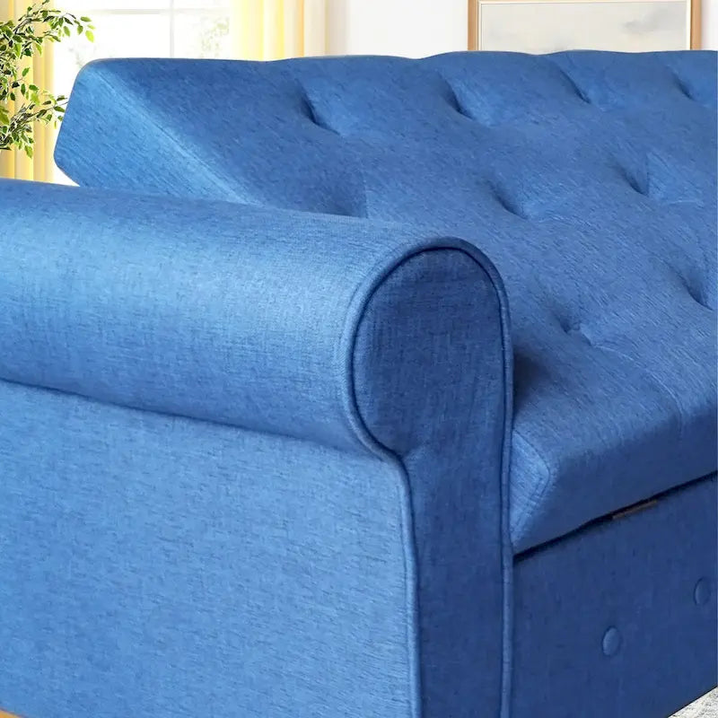62 Bedroom Tufted Button Storage Bench, Modern Fabric Upholstered Ottoman, Window Bench, Rolled Arm Design for Bedroom