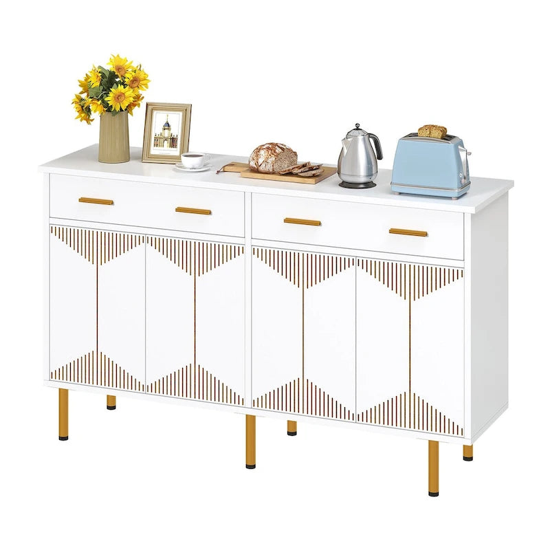 Moasis 55 Sideboard Buffet Cabinets with 2 Large Drawer Kitchen Storage Cabinets, Wood Coffee Bar Tables